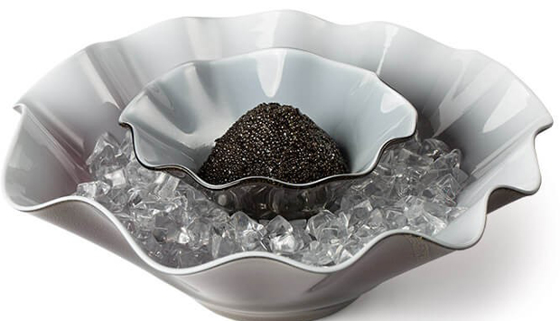 Fazzoletto di Venini e Caviale, per “The Perfect Caviar Serving Set”